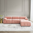 Pink Velvet Modular Sectional Sofa, Button-Tufted, L-Shaped, DIY Combo