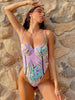 Monokini One-Piece Swimsuit - Sexy Push-Up, Printed, Ruffled Swimwear