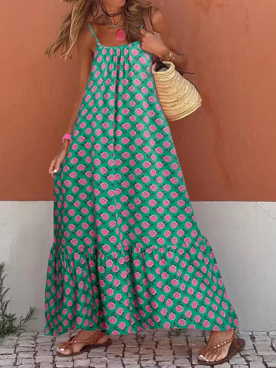 Robe de plage rayée décontractée d'été avec motif patchwork sans manches