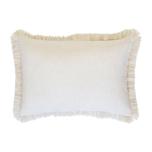 Housse de coussin-Frange côtière-Solide Naturel-35cm X 50cm