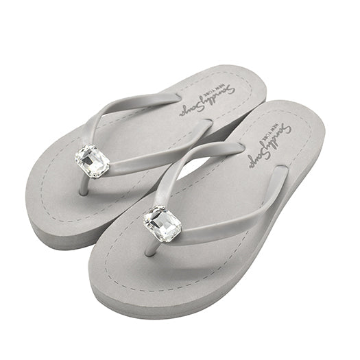 Rectangle Studs - Crystal Flat Flip Flops Sandal