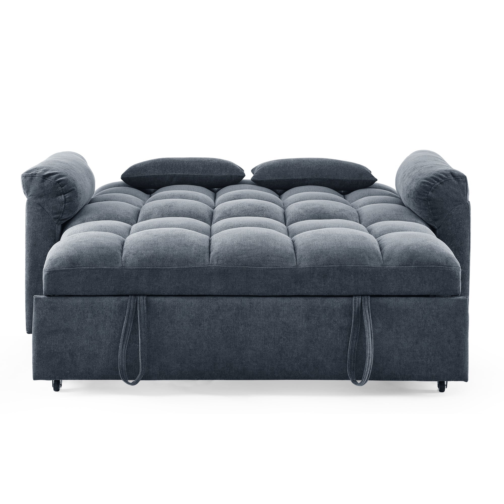 Loveseats Sofa Bed With Pull-Out Bed,Adjsutable Back,Blue+ Grey