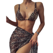 Leopard Print Sexy Bikini & Cover-Up Set - 3 Pieces