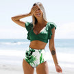 Floral Ruffle Hem V-Neck High-Waisted Bikini Set – Women's Swimwear