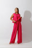 Sleeveless Tank Top & Wide Leg Pants Lounge Set - Barbie Pink