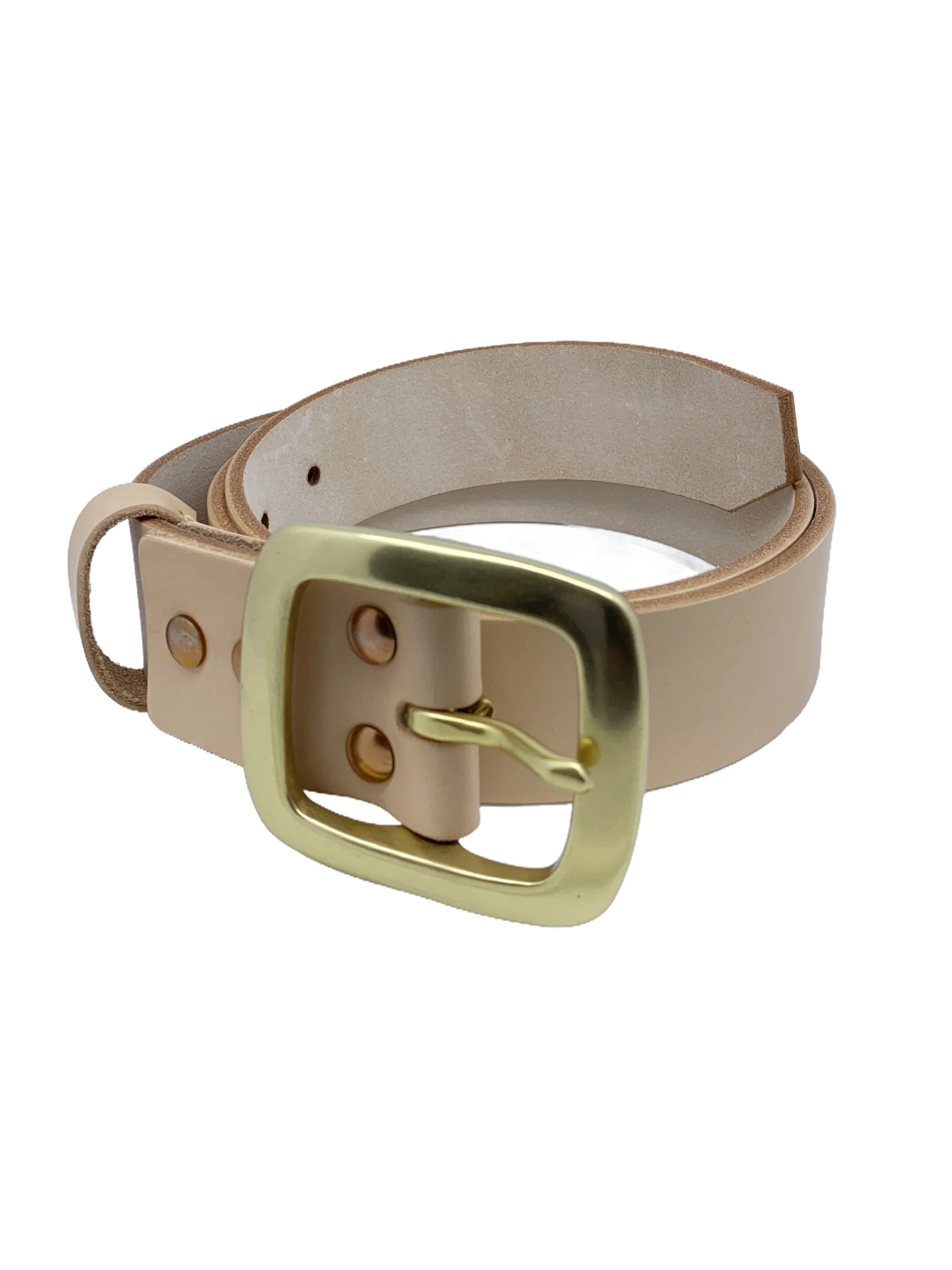 Elegant Brass Buckle Belt - Genuine Italian Full-Grain Leather for Men