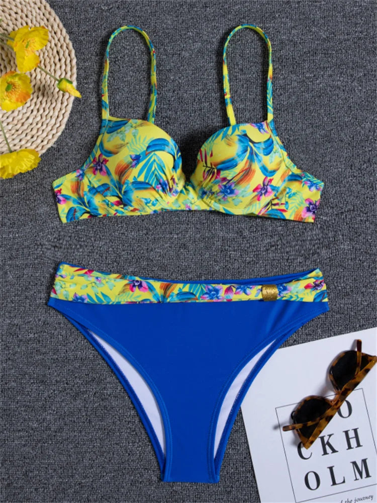 Printed Push-Up Bikini Set - Brazilian Summer Beachwear