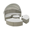 Two-Tone Rattan Outdoor Sectional Sofa Set with Retractable Canopy