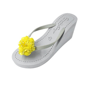 Noho Yellow Flower -  Sequence Embellished Women's High Wedge