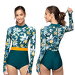 Maillot de Bain Floral Rash Guard à Manches Longues et Monokini Grande Taille