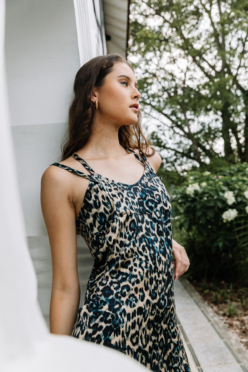 Bikini Slip Dress in Animal Print