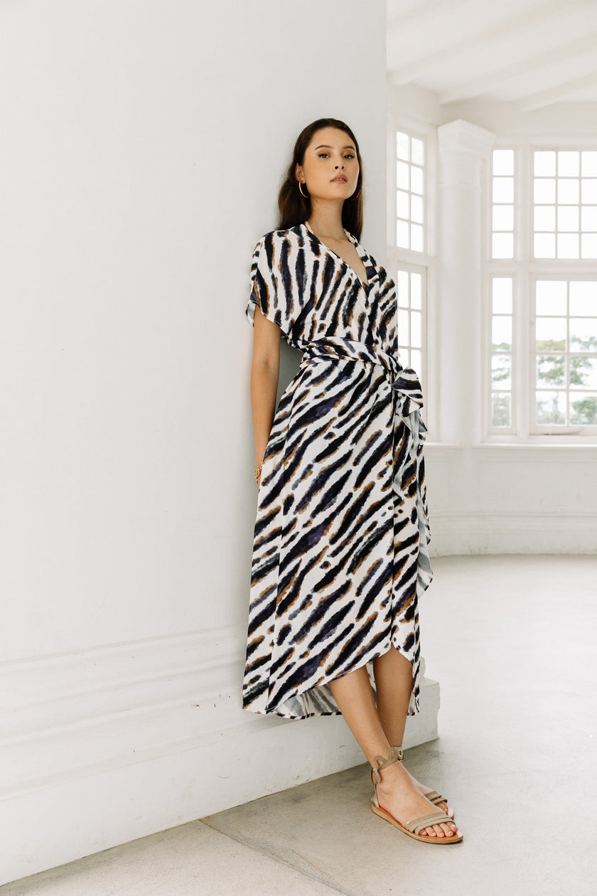 Kimono Long in Abstract Zebra Print