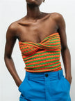 Tossy Off Shoulder Knit Tube Top - Sexy, Strapless, Backless, and Striped!