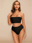 Women's Strapless Knitted Bandage Swimsuits High Waist