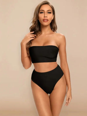 Women's Strapless Knitted Bandage Swimsuits High Waist