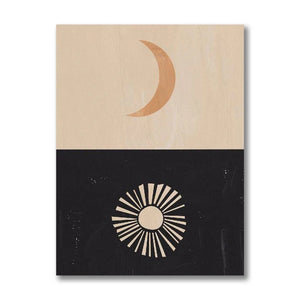 Boho Sun & Moon Geometric Canvas - Mid Century Modern Wall Art