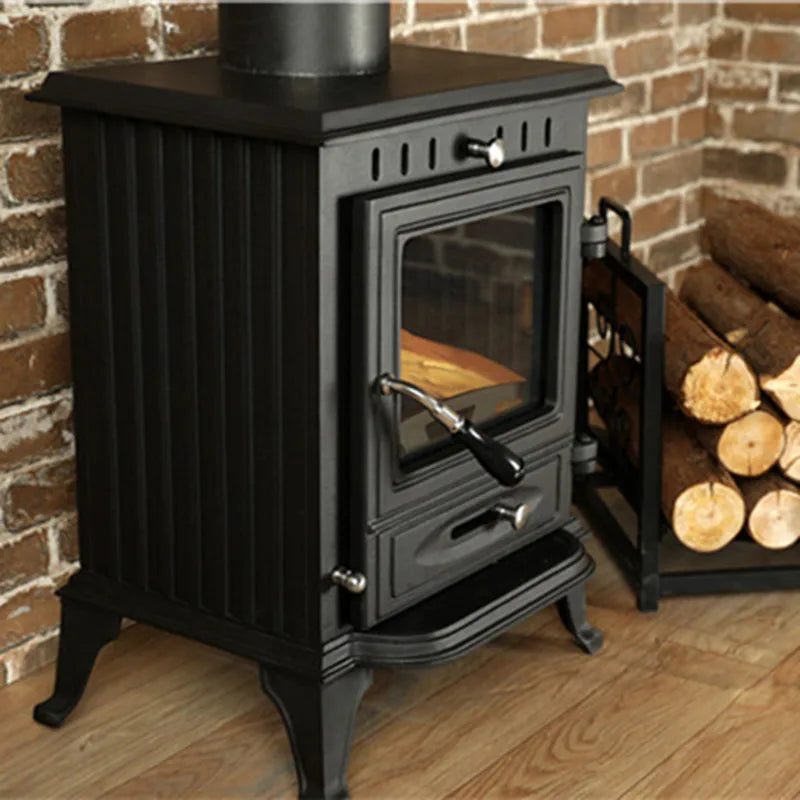 Compact Cast Iron Wood Burning Fireplace - Perfect for RV, Outdoor & Camping