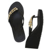 Smith - Gold Rhine Stone Embellished Women's High Wedge Flip Flops Sandal