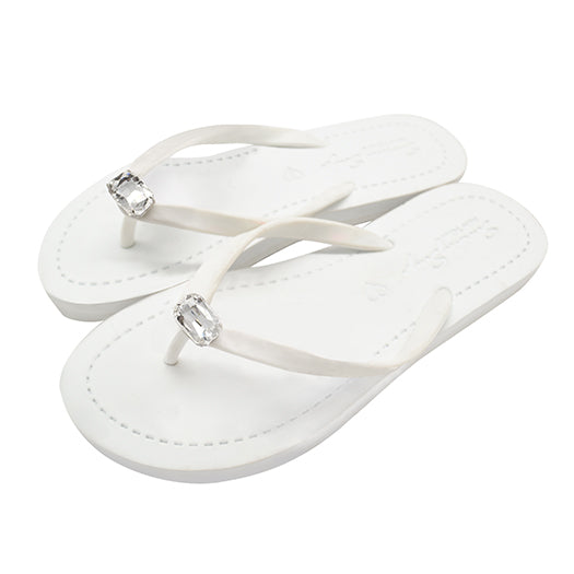 Rectangle Studs - Crystal Flat Flip Flops Sandal