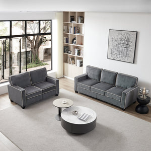 Dark Grey Corduroy Living Room Sofa Set (2+3 Seat)