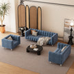 Modern 3-Piece Sofa Set with Wood Legs & Tufted Fleece Upholstery