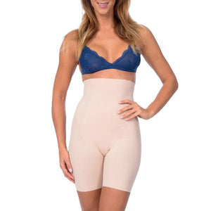 Shaper de jambe de garçon long taille extra haute avec double panneau avant ciblé nu