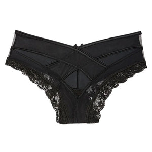 Elegant Lace Low-Waist G-String: Sexy Hollow Out Cross Strap Panties