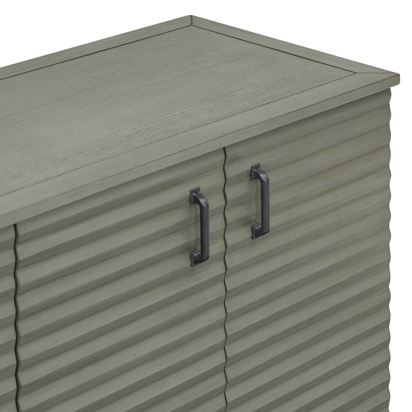 TREXM side panel with 4-door large storage buffet, adjustable shelves and metal handles (antique gray)