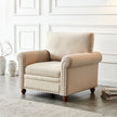 Living Room Sofa Single Seat Chair With Wood Leg Beige Fabric