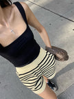 Zebra Print Knit 2-Piece Set: Stylish Cardigan & High Waist Shorts