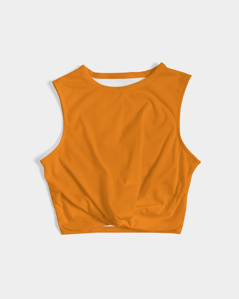 Tangy-Orange Twist-Front Crop Tank