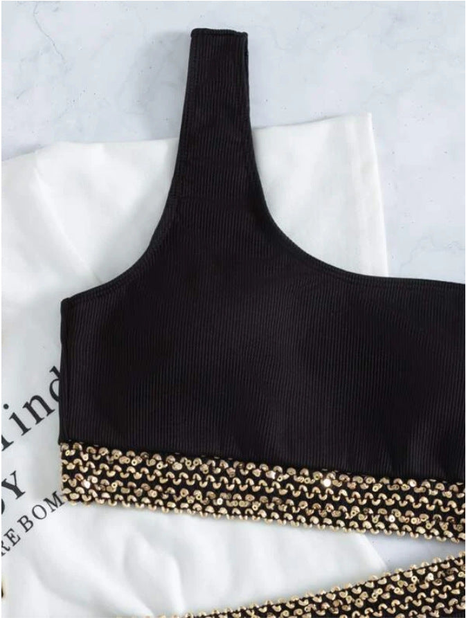 New Swimsuit Black Pit Bikini One Shoulder Bikini