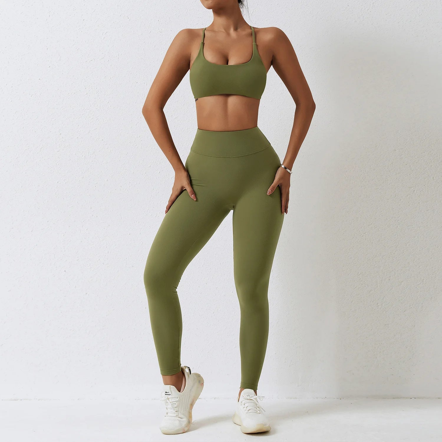 Women's 2-Piece Yoga Set with High Waist Leggings and Sports Bra