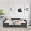 Queen Daybed with Drawers, Tufted Upholstered Sofa Bed, Copper Nails