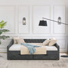 Queen Daybed with Drawers, Tufted Upholstered Sofa Bed, Copper Nails