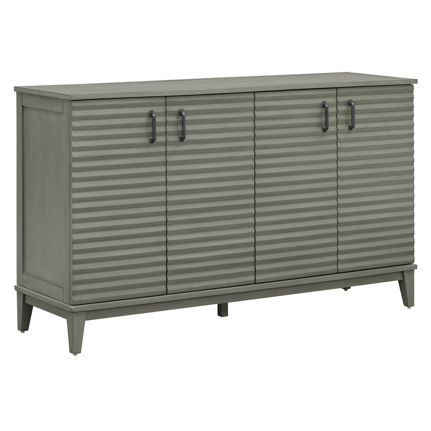 TREXM side panel with 4-door large storage buffet, adjustable shelves and metal handles (antique gray)