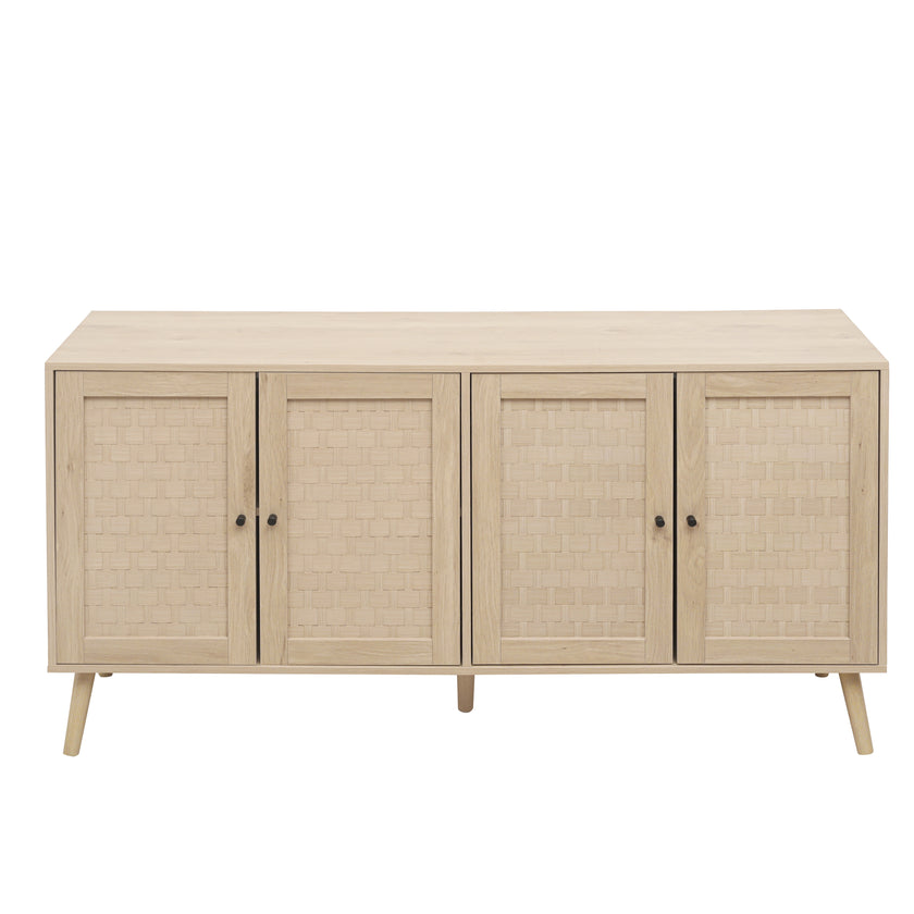 4 Door Accent Cabinet Sideboard Buffet Storage Cabinet with Adjustable Shelf for Entryway Living Room Bedroom