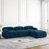 Modular L-Shaped Navy Velvet Sofa with Tufted Design & Reversible Ottoman