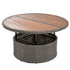 5-Piece Round Rattan Patio Sofa Set with Liftable Table & Washable Cushions