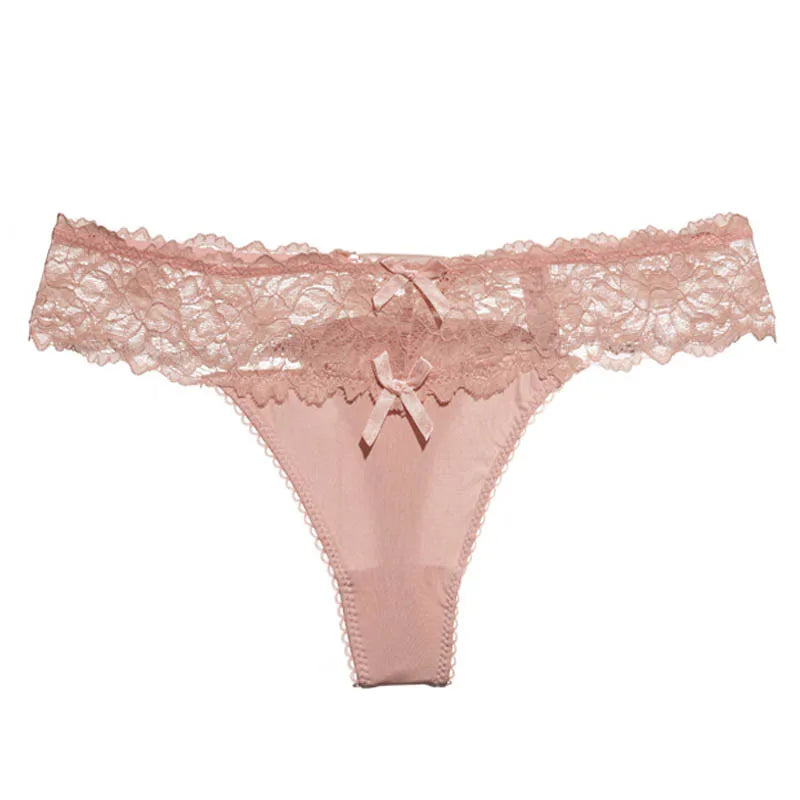 Sexy Lace Low-Waist Thong - Breathable Embroidered Lingerie for Women