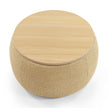 Round Storage Ottoman, 2-in-1 End Table & Ottoman, Natural (25.5