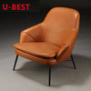 Modern Metal Frame Leather Armchair