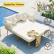 Outdoor Patio Daybed for 2, Woven Rope Backrest & Washable Cushions, Beige