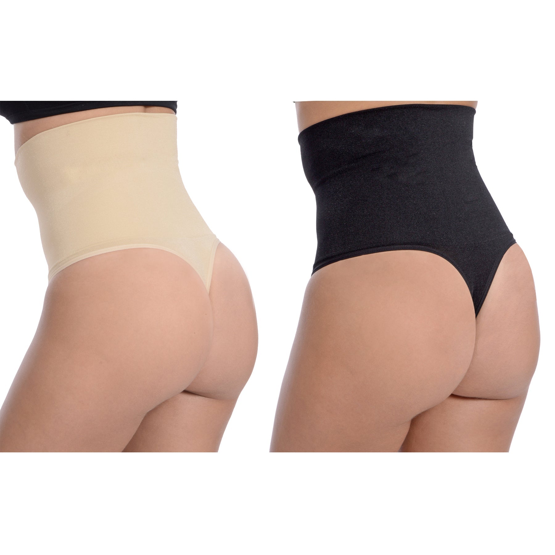 Gainant taille haute sans couture avec bas string - Lot de 2