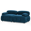 Modular L-Shaped Navy Velvet Sofa with Tufted Design & Reversible Ottoman