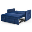 Blue Loveseat Sofa Bed with Pull-Out, Adjustable Back & Arm Pockets