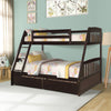 Espresso Solid Wood Twin Over Full Bunk Bed with 2 Storage Drawers