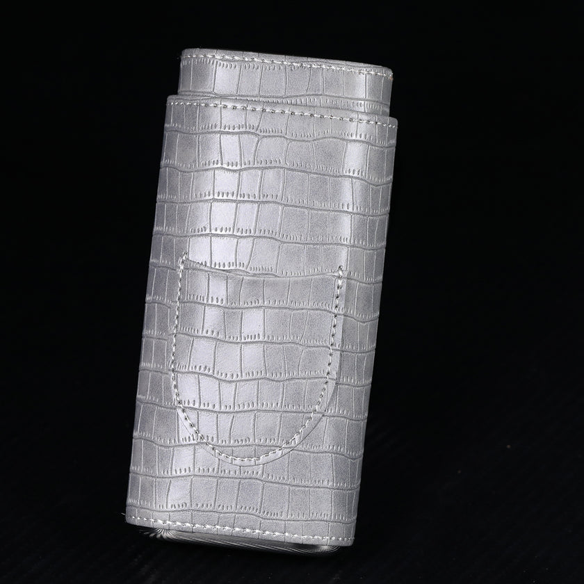 Two end hardware leather cigar box portable cedar wood 3-pack cigar moisturizing box protective cover cigar leather cover