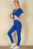 Ribbed Tie Front Crop Top & Ruched Hem Leggings Set (CAPELLA)