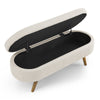 Beige Ottoman Storage Bench with Rubber Wood Legs (43.5